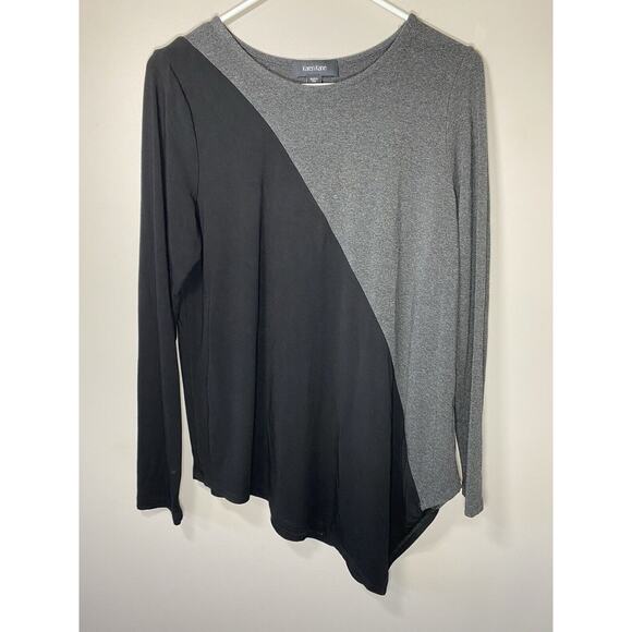 Karen Kane Tops - Karen Kane Top MEDIUM Black Gray Diagonal Asymmetric Long Sleeve